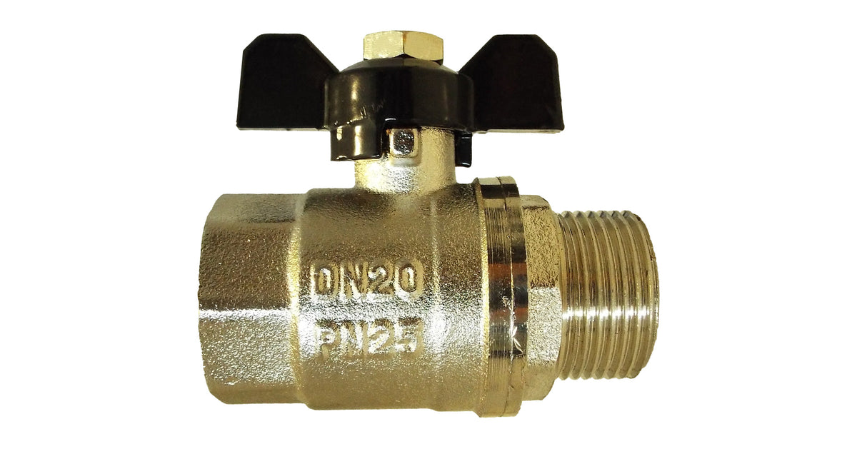 Brass Nickel-Plated Butterfly Valve 1/2" BSPM-F