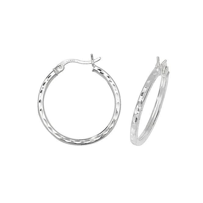 Acotis Silver Hoop Earrings Dia Cut G5718