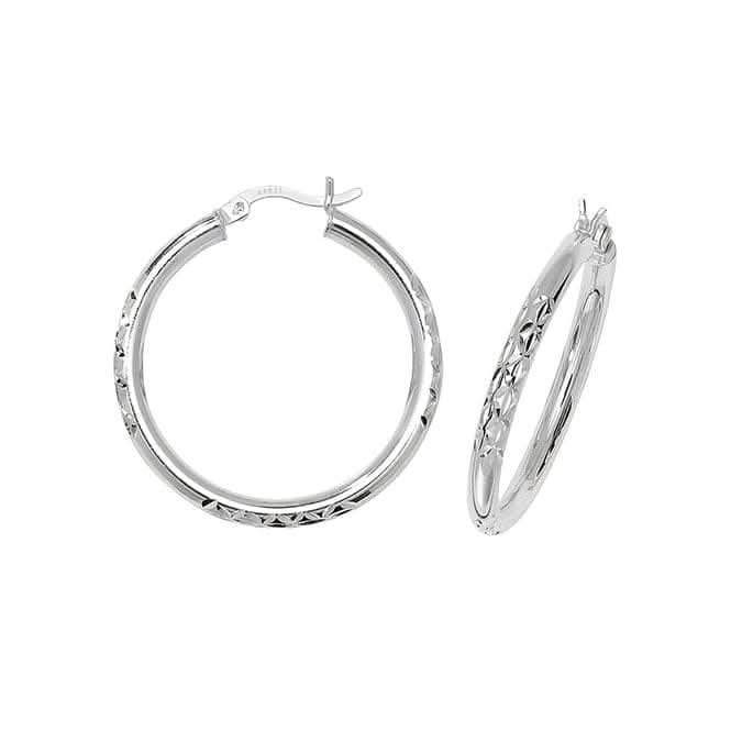 Acotis Silver Hoop Earrings Dia Cut G5705