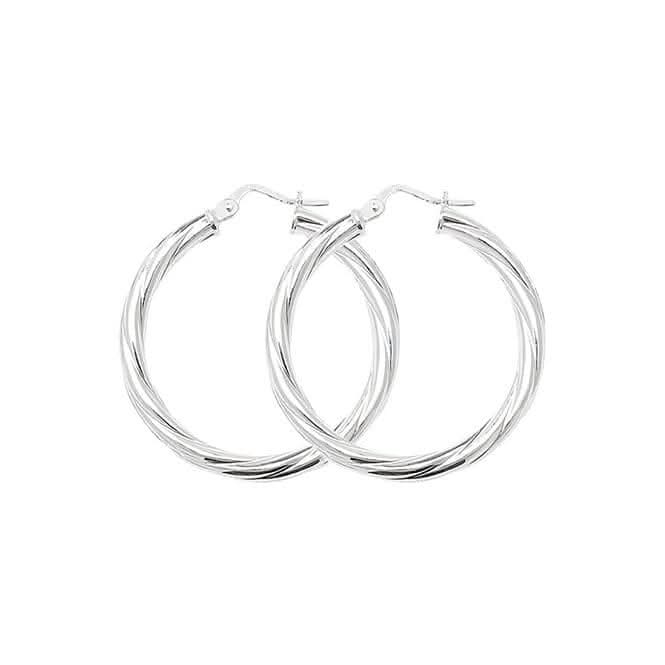 Acotis Silver Hoop Earrings Twisted G5102