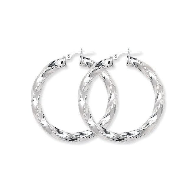 Acotis Silver Hoop Earrings Twisted G5185
