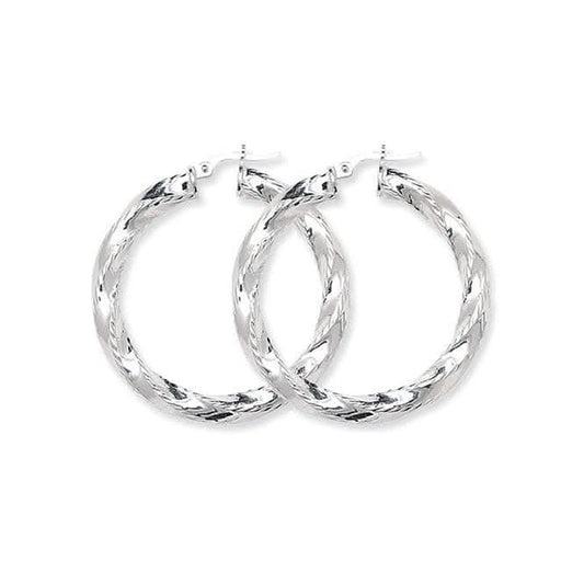 Acotis Silver Hoop Earrings Twisted G5185