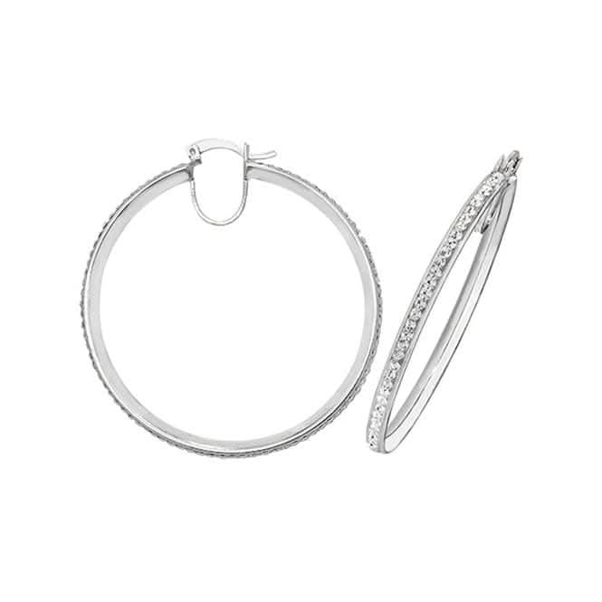 Acotis Silver Crystal Sparkle Hoop Earrings G51020