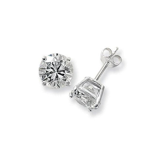 Acotis Silver Stud Earrings Round Zirconia G5139CZ
