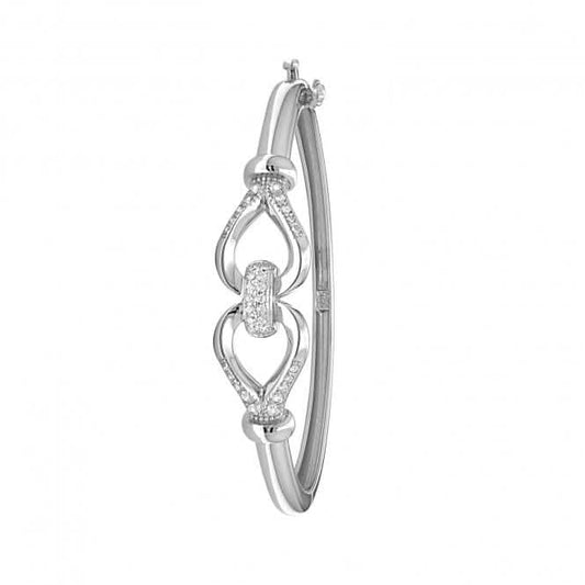 Acotis Silver Zirconia Stones Babies Bow Knot Bangle G4419