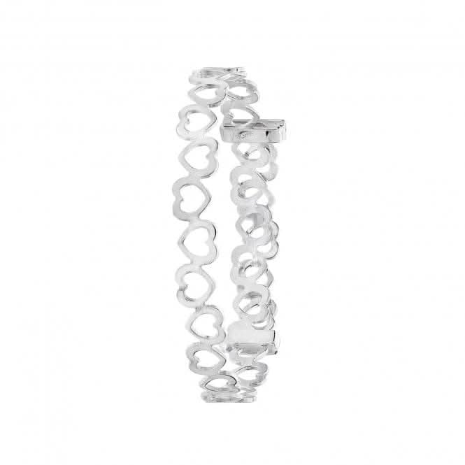 Acotis Silver Round Hearts Design Babies Expandable Bangle G4407