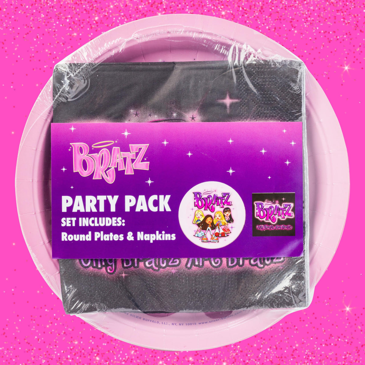 Silver Buffalo Bratz 32-Piece Party Plates & Napkins – Yasmin, Sasha, Jade & Cloe