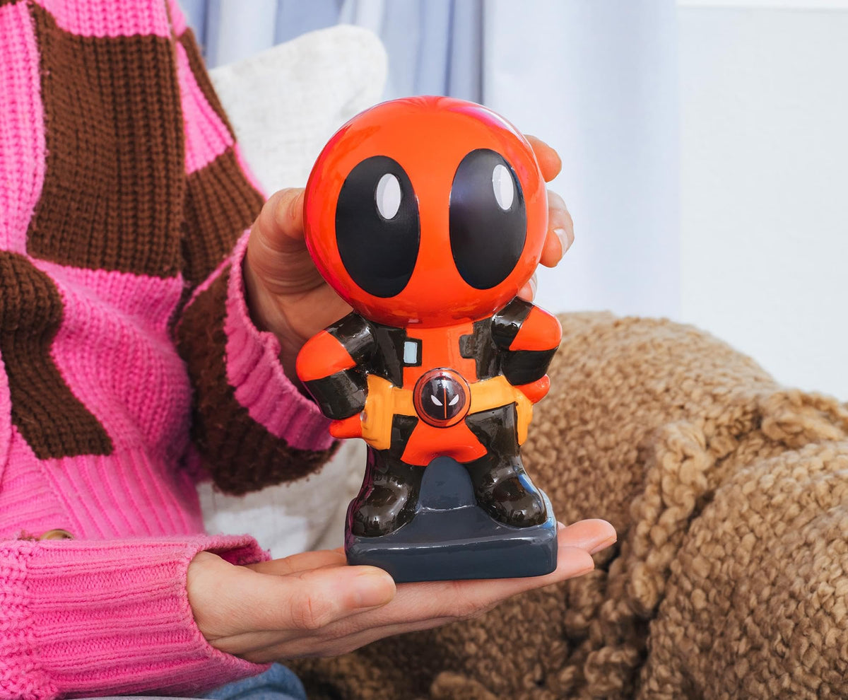 Silver Buffalo Deadpool Chibi Stance Small Ceramic Coin Bank | Officially Licensed