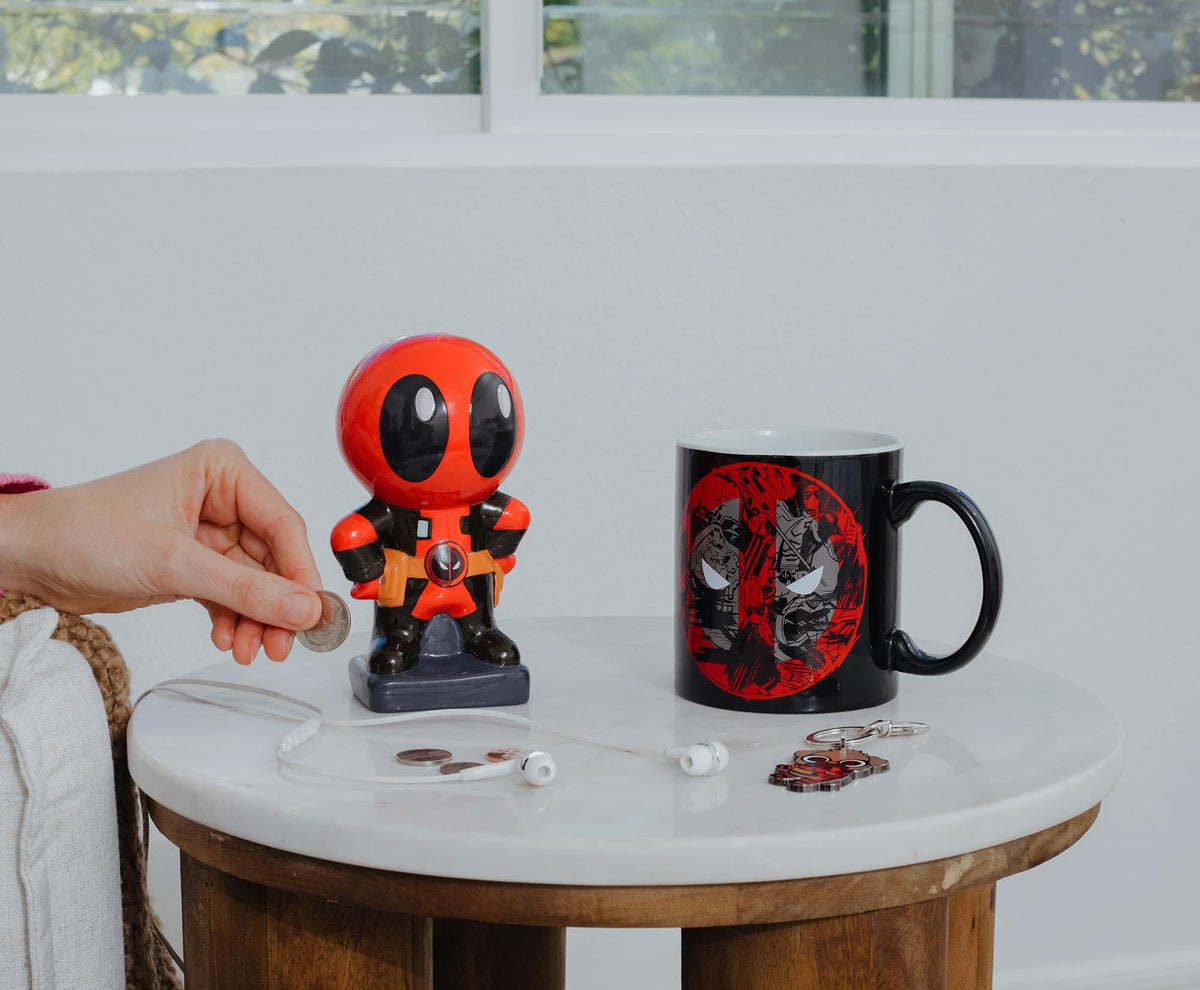 Silver Buffalo Deadpool Chibi Stance Small Ceramic Coin Bank | Officially Licensed