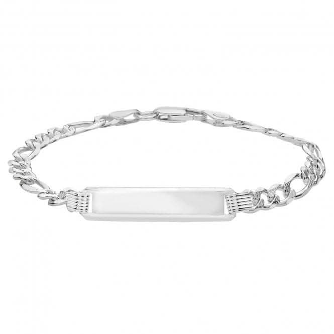 Acotis Silver Id Bracelet Figaro Pave G2105