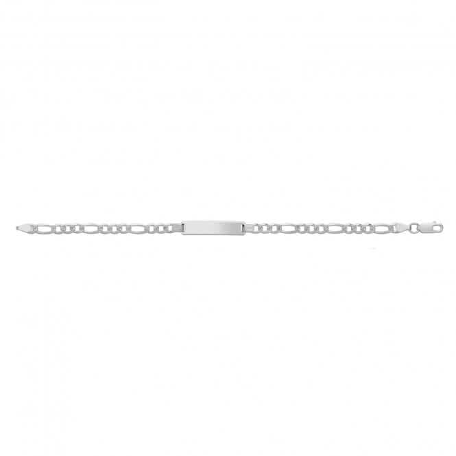 Acotis Silver Id Bracelet Figaro Pave G2105