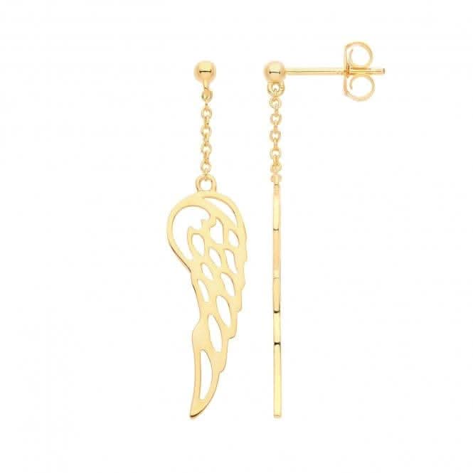 Acotis Silver Earrings Drops Gold Plated Angel Wings G51290GP