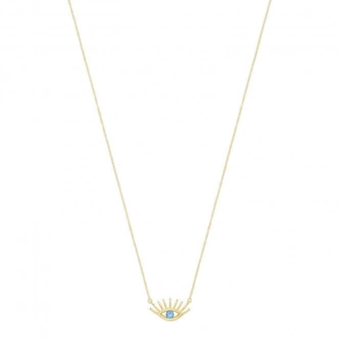 Acotis Silver Necklace Gold Plated Evil Eye G3392GP
