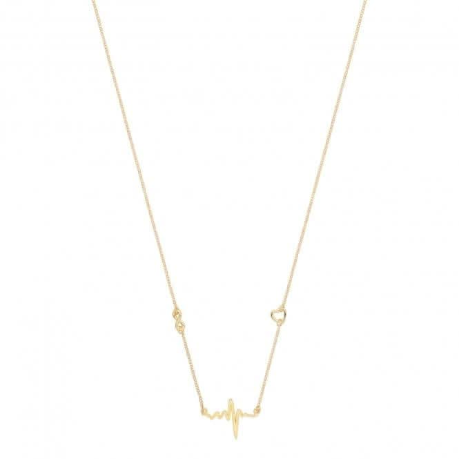 Acotis Silver Necklace Gold Plated Heart Beat G3393GP