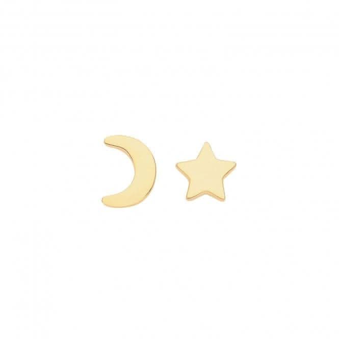 Acotis Silver Studs Gold Plated Star And Moon G51262GP