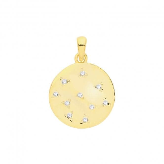 Acotis Silver Pendant Gold Plated Zirconia Set Disc G61065GP