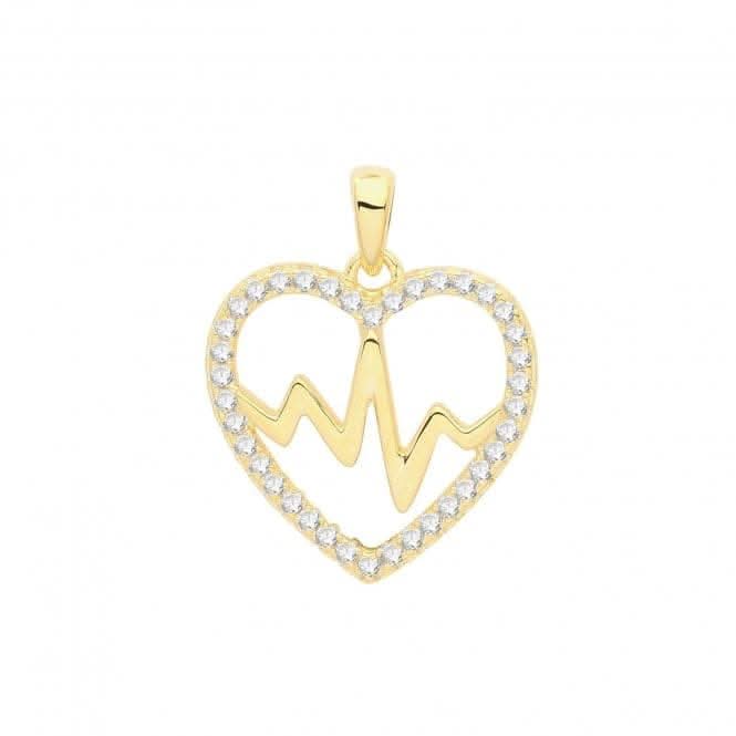 Acotis Silver Pendant Gold Plated Zirconia Set Heart Beat G61061GP