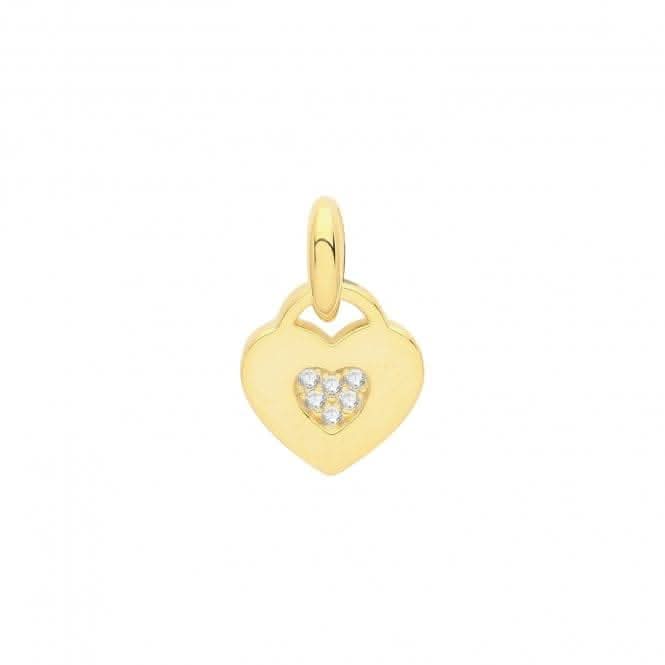 Acotis Silver Pendant Gold Plated Zirconia Set Heart G61068GP