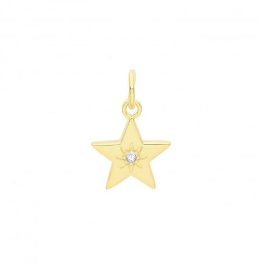 Acotis Silver Pendant Set Gold Plated Zirconia Star G61062GP
