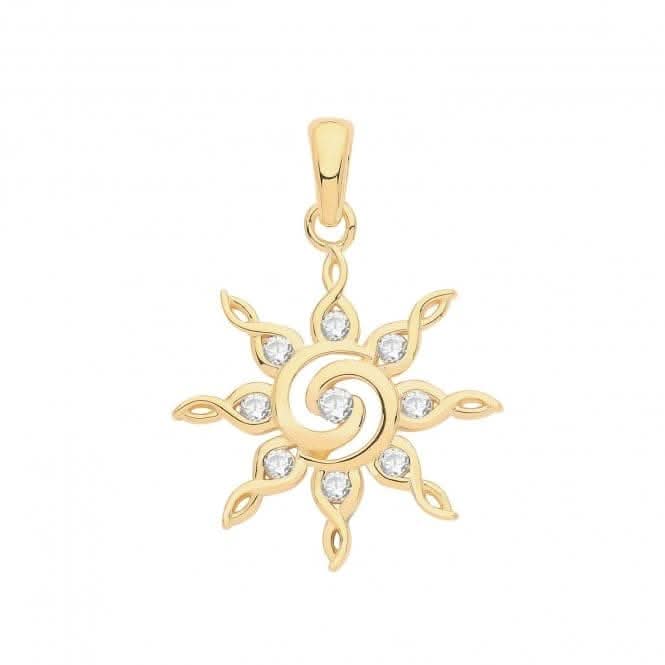 Acotis Silver Pendant Set Gold Plated Zirconia Twirl Star G61082GP
