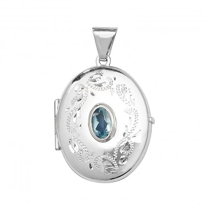 Acotis Silver Locket Heart Shaped Blue Topaz G6693