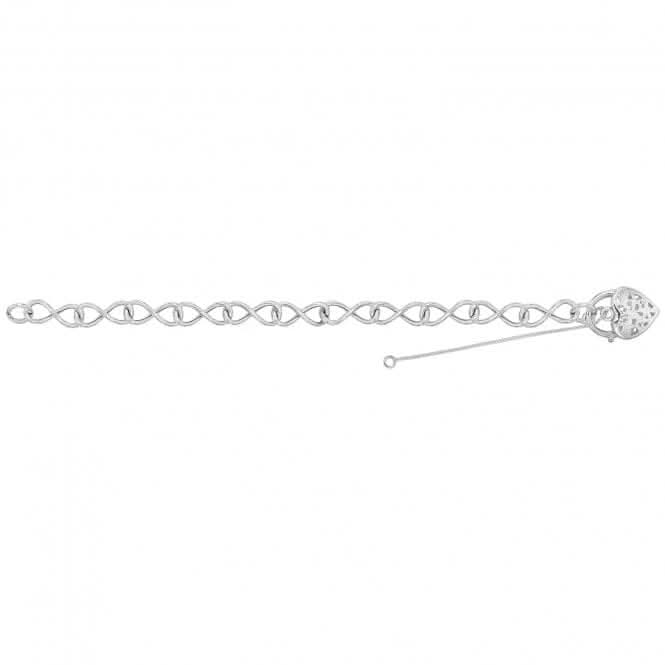 Acotis Silver Charm Bracelet With Heart Padlock G2389