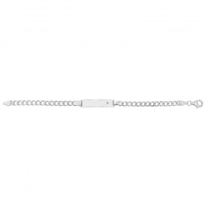 Acotis Silver Id Bracelet Curb Zirconia Set G2231