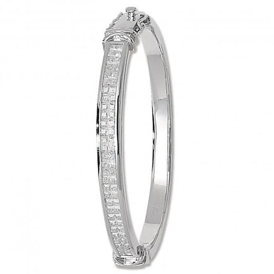 Acotis Silver Bangle Oval Zirconia Hinged G4045CZ