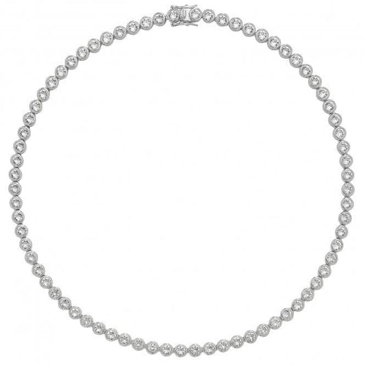 Acotis Silver Necklace Rhodium Plated Zirconia Set G3283