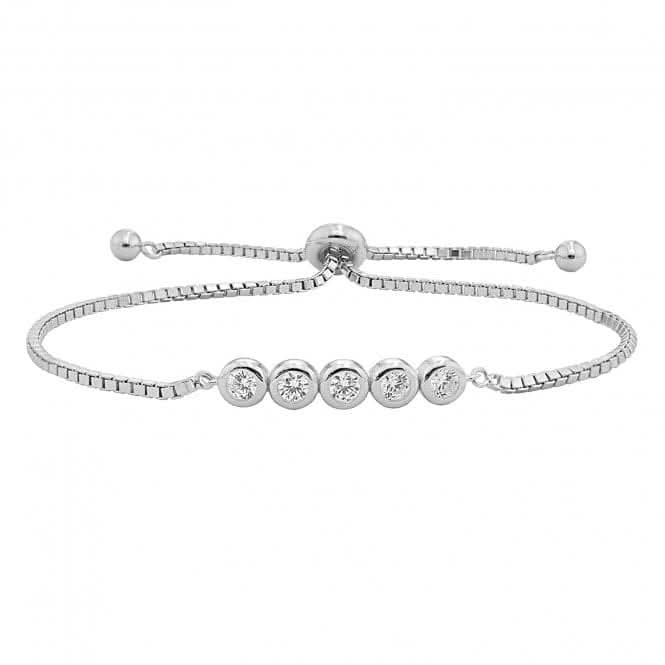Acotis Silver Bracelet Rub Over Zirconia Pull Style G2675