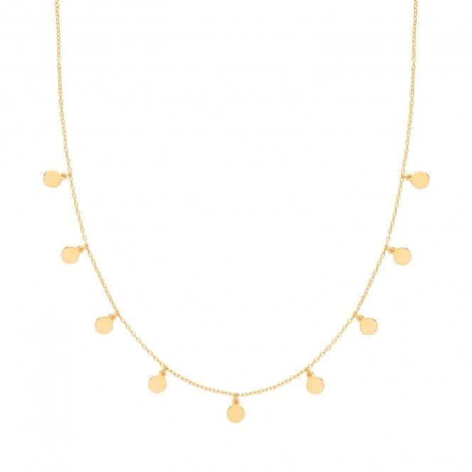 Acotis Silver Charms Necklace Yel Gold Plated Disc G3373GP