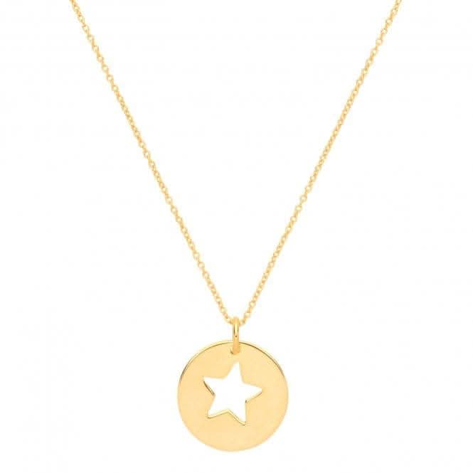 Acotis Silver Necklace Yel Gold Plated Disc With Star G3382GP