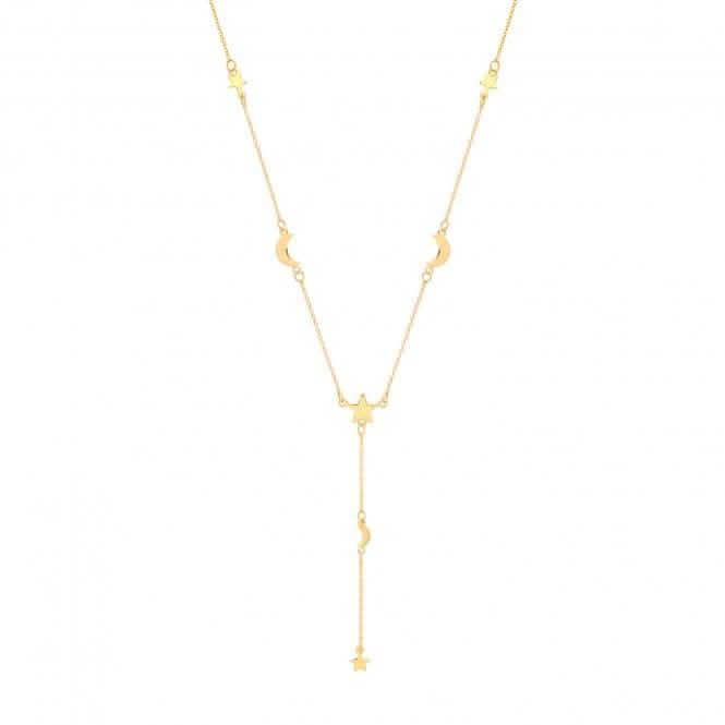 Acotis Silver Necklace Yel Gold Plated Moon&Star G3375GP