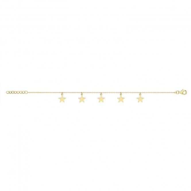 Acotis Silver Bracelet Yel Gold Plated Star Charms G2679GP