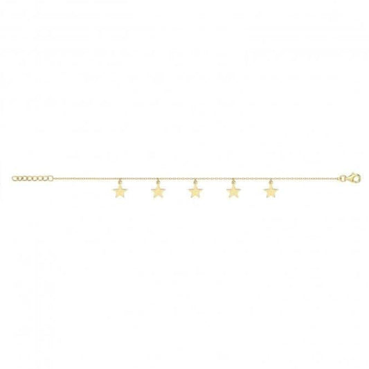 Acotis Silver Bracelet Yel Gold Plated Star Charms G2679GP
