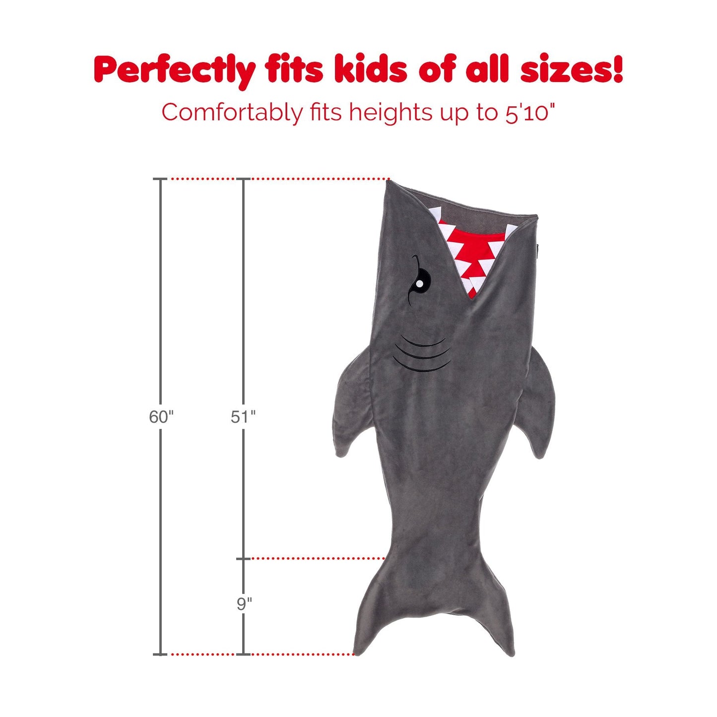 Silver Lilly Shark Tail Blanket for Kids – Plush Sleeping Bag Blanket (Gray Shark)