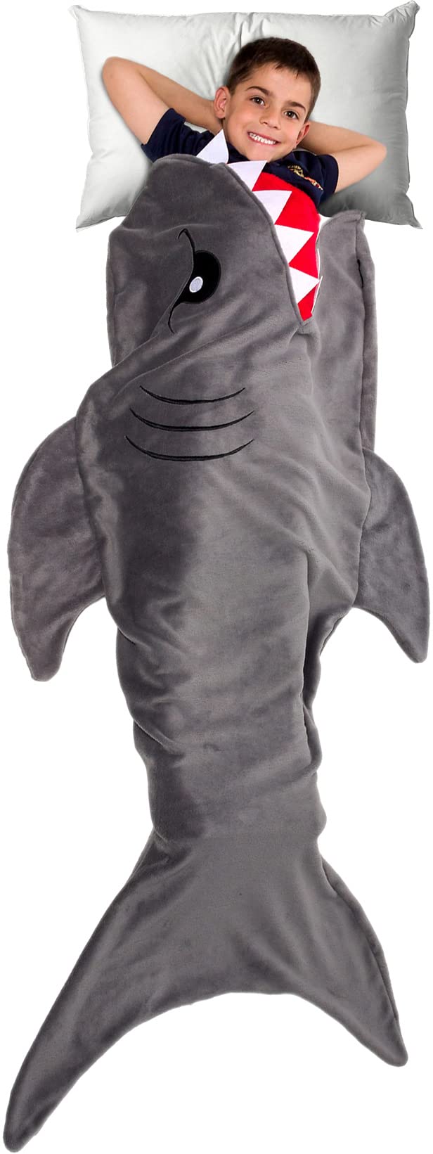 Silver Lilly Shark Tail Blanket for Kids – Plush Sleeping Bag Blanket (Gray Shark)