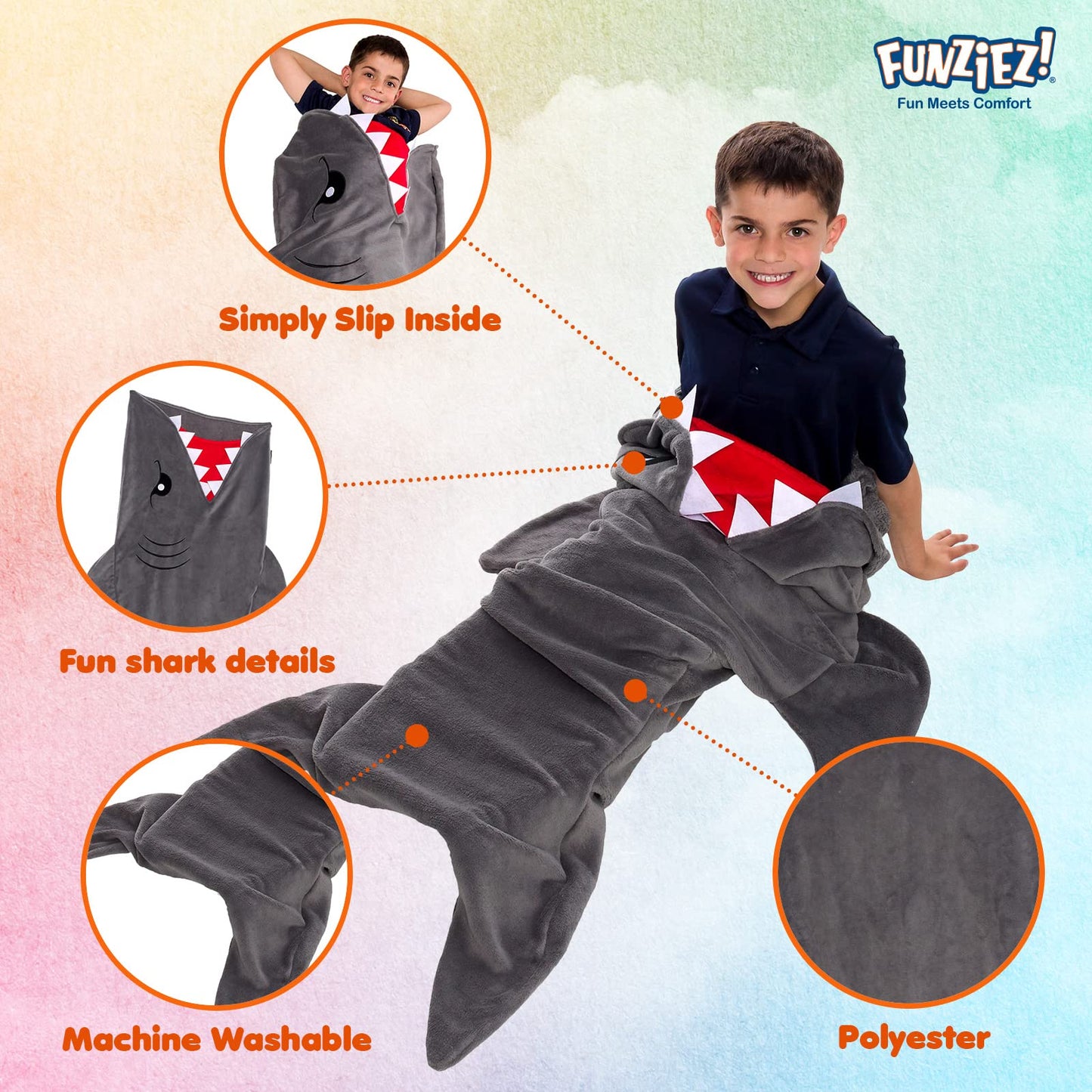 Silver Lilly Shark Tail Blanket for Kids – Plush Sleeping Bag Blanket (Gray Shark)