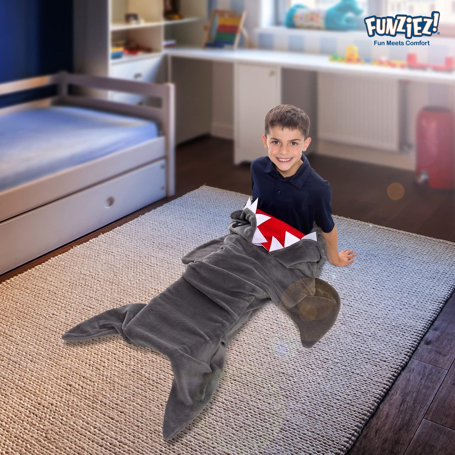 Silver Lilly Shark Tail Blanket for Kids – Plush Sleeping Bag Blanket (Gray Shark)