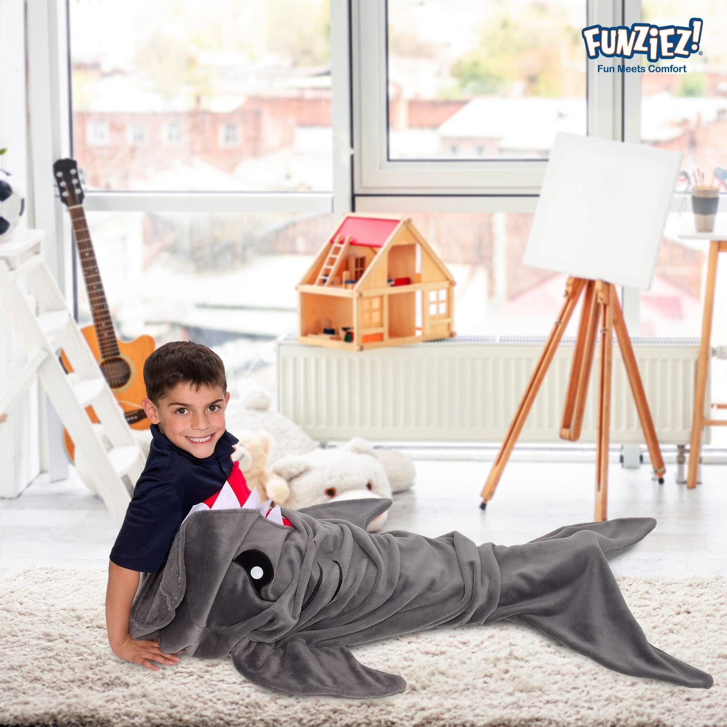 Silver Lilly Shark Tail Blanket for Kids – Plush Sleeping Bag Blanket (Gray Shark)