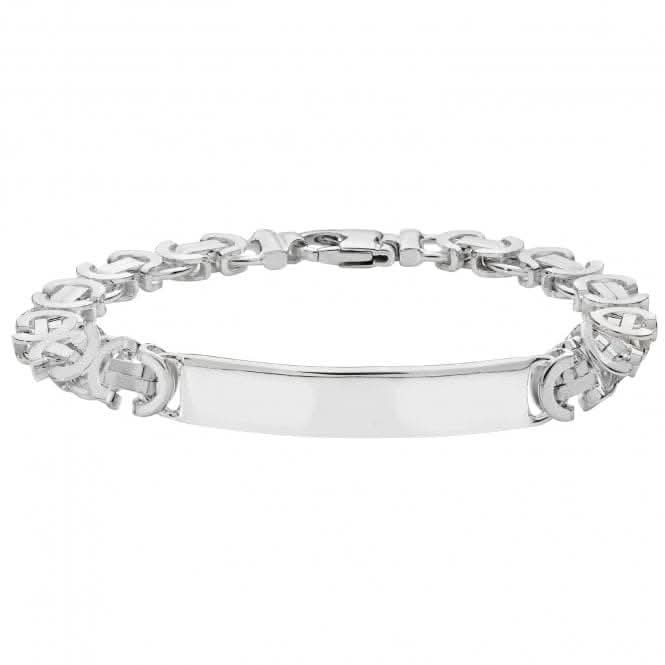 Acotis Silver Id Bracelet Men's Flat Byzantine G2122