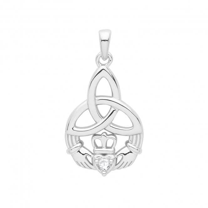 Acotis Silver Pendant Rhodium Celtic Cladgh G61058