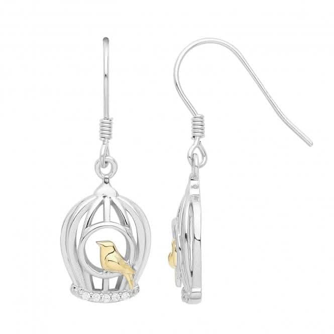 Acotis Silver Earrings Rhodium / Gold Plated Bird Cage G51261