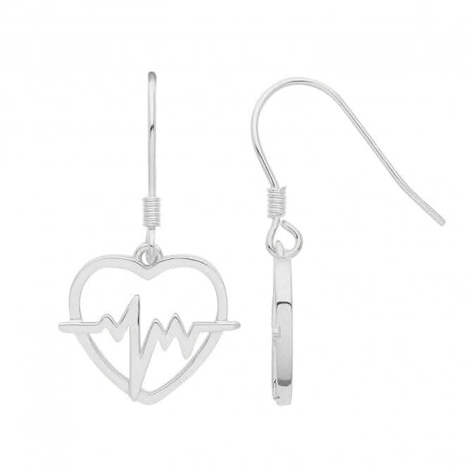 Acotis Silver Earrings Rhodium Heart Beat G51253