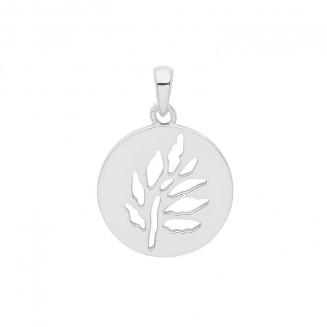 Acotis Silver Pendant Rhodium Leaf Cut Out Disc G61066