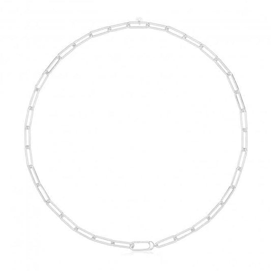 Acotis Silver Necklace Rhodium Plated Paperclip Link G3403rh