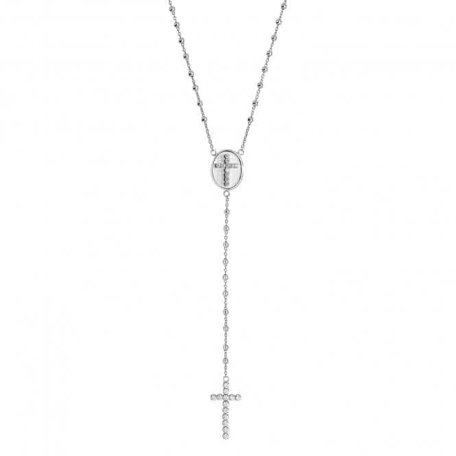 Acotis Silver Necklace Rhodium Plated Rosary Bead Zirconia G3327