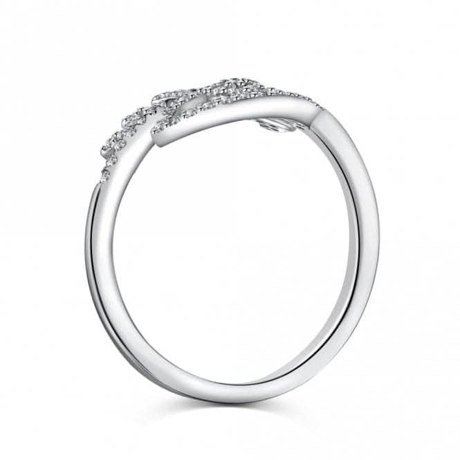 Silver Rhodium Plated Sparkling Zirconia Adjustable Evil Eye Ring ERLR014