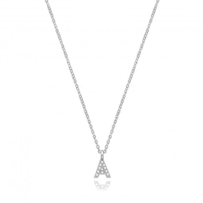 Acotis Silver Necklace Rhodium Plated Zirconia Initial G3395/A
