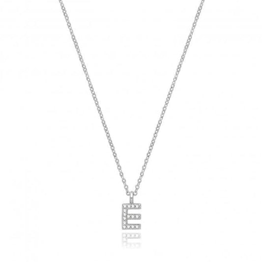 Acotis Silver Necklace Rhodium Plated Zirconia Initial G3395/E